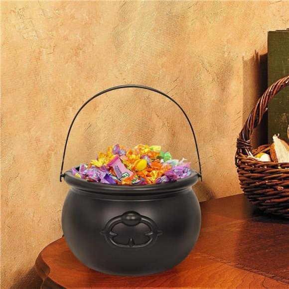 Large Halloween Black Cauldron 7.5'', Halloween Candy Cauldron, Candy Kettle - Picture 6 of 7